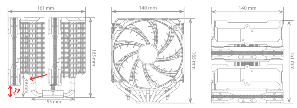 DeepCool ASSASSIN III Dimensions - Ram Clearance